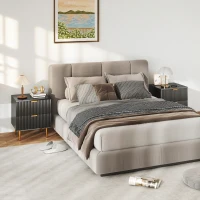 HOMCOM Bedside Table Set of 2, Modern Nightstand with 2 Drawers, Side End Table with Metal Legs for Living Room, Bedroom, Black(m-8)