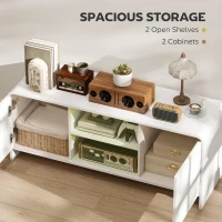 HOMCOM TV Stand for up to 55 Inch TV, Nordic Entertainment Center with 2 Cabinets and 2 Open Shelves for Living Room, White(m-5)