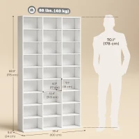 HOMCOM Media Storage Cabinet, 9-Tier DVD Shelf with 21 Adjustable Shelves, Holds 835 CDs, 500 DVDs or 640 Blu-rays, White(m-3)