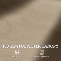 Outsunny 15' Outdoor Patio Umbrella with Twin Canopy Sunshade Steel Table Umbrella with Lift Crank, Cross base, Sandbag, Khaki(m-7)