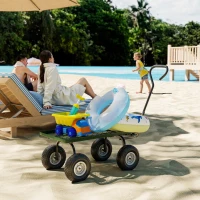 Outsunny Heavy Duty Garden Wagon Cart with 10" Wheels, 330 lbs Capacity, for Garden, Beach, Lawn, Black(m-9)