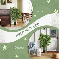 HOMCOM 4.6FT Artificial Bamboo Tree Set of 2, Decorative Faux Plant in Nursery Pot, Faux Tree for Home Indoor Decor(m-5)