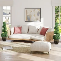 HOMCOM Set of 2 Artificial Plants, Topiary Spiral Boxwood Trees with Pot, for Home Indoor Outdoor Decor, 90cm(m-9)