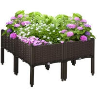 Outsunny 4-piece Raised Garden Bed PP Raised Flower Bed Plant Stand Stackable Vegetable Herb Grow Box(m-2)
