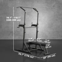 Soozier Foldable Power Tower Pull Up Dip Station with Adjustable Weight Bench for Home Gym Strength Training Fitness(m-3)