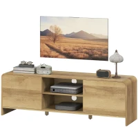 HOMCOM TV Stand for up to 65 Inch TV, Nordic Entertainment Center with 2 Cabinets and 2 Open Shelves for Living Room, Natural(m-2)