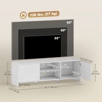 HOMCOM TV Stand for up to 65 Inch TV, Nordic Entertainment Center with 2 Cabinets and 2 Open Shelves for Living Room, White(m-3)