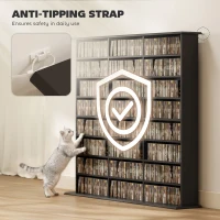 HOMCOM Media Storage Cabinet, 8-Tier DVD Shelf with 18 Adjustable Shelves, Holds 1032 CDs, 594 DVDs or Blu-rays, Black(m-6)