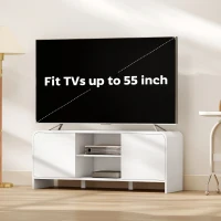 HOMCOM TV Stand for up to 55 Inch TV, Nordic Entertainment Center with 2 Cabinets and 2 Open Shelves for Living Room, White(m-4)