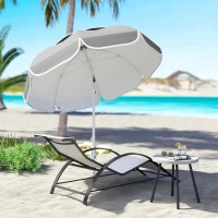Outsunny 6 ft Beach Umbrella Portable with Sand Anchor, Carry Bag, Adjustable Height & Tilt, UPF50+ UV Protection, Grey(m-8)