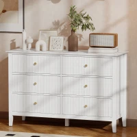 HOMCOM Double Chest of Drawers, Modern 6 Drawer Dresser for Bedroom, Living Room, Hallway, Closet, White(m-1)