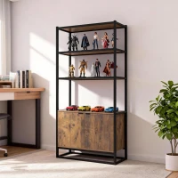 HOMCOM Storage Cabinet with 3 Open Shelves Cupboard Freestanding Tall Organizer Multifunctional Rack for Livingroom Bedroom Kitchen Rustic Brown(m-10)