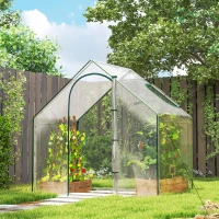 Outsunny 6'x3.3'x5.5' Walk-in Garden Greenhouse with Door and Window, Portable Mini Greenhouse for Plants Flowers Herbs, Steel Outdoor Hot House Growing Tent, Clear Plastic Cover(m-1)