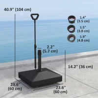 Outsunny Square Plastic Patio Umbrella Base with Adjustable Wheels, Handle, Outdoor Patio Umbrella Stand, Filled Up to 121lb with Stand, 99lb with Water for Garden Poolside, Black(m-3)