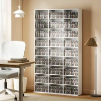 HOMCOM Media Storage Cabinet, 9-Tier DVD Shelf with 21 Adjustable Shelves, Holds 835 CDs, 500 DVDs or 640 Blu-rays, White(m-8)