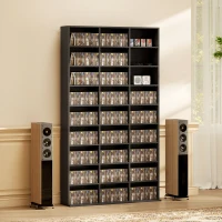HOMCOM Media Storage Cabinet, 9-Tier DVD Shelf with 21 Adjustable Shelves, Holds 835 CDs, 500 DVDs or 640 Blu-rays, Black(m-9)
