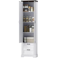 HOMCOM 71" Tall Kitchen Pantry Cabinet, Farmhouse Kitchen Storage Cabinet with Soft-Close Drawer and Adjustable Shelves, White(m-2)