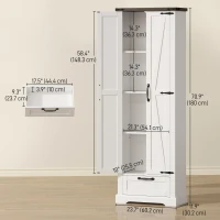 HOMCOM 71" Pantry Cabinet, Kitchen Storage Cabinet with Adjustable Shelves, 2 Doors and Drawer for Dining Room, White(m-3)