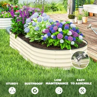 Outsunny 7' x 3' x 1' Raised Garden Bed Set, 2PCS Raised Beds for Gardening with Metal Plant Stakes, Cream White(m-8)