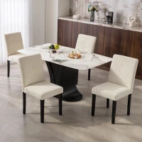 HOMCOM Modern Dining Chairs Set of 4, Kitchen Chairs with Rubberwood Legs and Padded Seat, Beige(m-1)