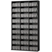 HOMCOM Media Storage Cabinet, 9-Tier DVD Shelf with 21 Adjustable Shelves, Holds 835 CDs, 500 DVDs or 640 Blu-rays, Black(m-2)