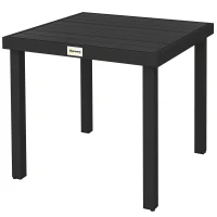 Outsunny Patio Dining Table for 4, Square Aluminum Outdoor Table for Garden Lawn Backyard, Black(m-2)