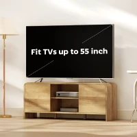 HOMCOM TV Stand for up to 55 Inch TV, Nordic Entertainment Center with 2 Cabinets and 2 Open Shelves for Living Room, Natural Wood(m-4)