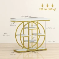 HOMCOM 39.4" Console Table with Storage Shelves, Industrial Sofa Table for Living Room, Hallway, White Marble Effect(m-3)