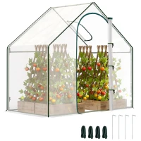 Outsunny 6'x3.3'x5.5' Walk-in Garden Greenhouse with Door and Window, Portable Mini Greenhouse for Plants Flowers Herbs, Steel Outdoor Hot House Growing Tent, Clear Plastic Cover(m-2)