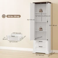 HOMCOM 71" Tall Kitchen Pantry Cabinet, Farmhouse Kitchen Storage Cabinet with Soft-Close Drawer and Adjustable Shelves, White(m-3)