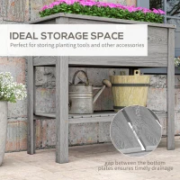 Outsunny Elevated Planter Box with Storage Shelf for Flowers, Vegetables, and Herbs, 36" x 16" x 32", Grey(m-5)