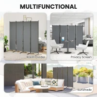 Outsunny Folding Room Divider, Privacy Screen for Home Office Bedroom, 5.6FT Tall, Dark Grey(m-4)