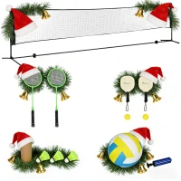 Soozier All-in-1 Badminton Set, Height Adjustable for Pickleball, Volleyball, Badminton, Backyard, Beach, Driveway Game(m-11)