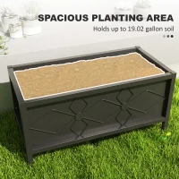 Outsunny Galvanized Raised Garden Bed with Drainage Holes, Metal Raised Flower Bed, Outdoor Galvanized Planter Box for Herbs(m-4)