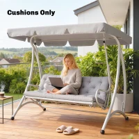Outsunny 3-Seater Outdoor Bench Swing Chair Replacement Cushions for Patio Garden, Light Grey(m-10)