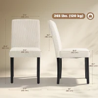 HOMCOM Modern Dining Chairs Set of 4, Kitchen Chairs with Rubberwood Legs and Padded Seat, Beige(m-3)