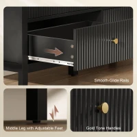 HOMCOM Double Chest of Drawers, Modern 6 Drawer Dresser for Bedroom, Living Room, Hallway, Closet, Black(m-6)