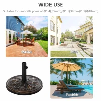 Outsunny 29 lb Heavy Duty Concrete Umbrella Base, 19" Round Parasol Holder for Outdoor, Garden, Backyard, Deck, Bronze(m-6)