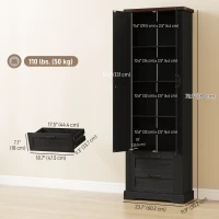 HOMCOM 71" Tall Kitchen Pantry Cabinet, Farmhouse Kitchen Storage Cabinet with Soft-Close Drawer and Adjustable Shelves, Black(m-3)