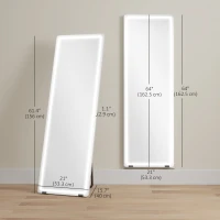 HOMCOM LED Full Length Mirror, Standing Body Mirror with 3 Colour Lighting for Bedroom Living Room(m-3)