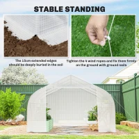 Outsunny 15'x10'x7' Greenhouse Gardening Planting Shed White(m-5)