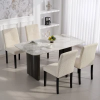 HOMCOM Modern Dining Chairs Set of 4, Kitchen Chairs with Rubberwood Legs and Padded Seat, Beige(m-8)