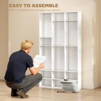 HOMCOM Media Storage Cabinet, 9-Tier DVD Shelf with 21 Adjustable Shelves, Holds 835 CDs, 500 DVDs or 640 Blu-rays, White(m-7)