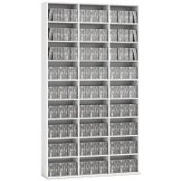 HOMCOM Media Storage Cabinet, 9-Tier DVD Shelf with 21 Adjustable Shelves, Holds 835 CDs, 500 DVDs or 640 Blu-rays, White(m-11)