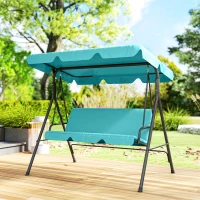 Outsunny 3-Seater Outdoor Porch Swing with Adjustable Canopy, Patio Swing Chair for Garden, Poolside, Backyard, Teal(m-8)
