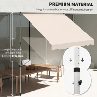 Outsunny 10x5ft Manual Retractable Awning, Patio Sun Shade Canopy Shelter with 5.6-9.2ft Support Pole, Water Resistant UV Protector, for Window, Door, Porch, Deck, Beige(m-7)