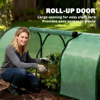 Outsunny Mini Greenhouse Portable Hot House for Plants with Zippered Doors for Outdoor, Indoor, 79" x 39" x 32", Green(m-6)