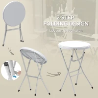 Outsunny 31.5" Bar Height Patio Table, Outdoor Bar Folding Table with HDPE Top, Locking Steel Legs for Party, Camping, White(m-4)