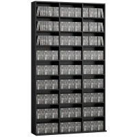 HOMCOM Media Storage Cabinet, 9-Tier DVD Shelf with 21 Adjustable Shelves, Holds 835 CDs, 500 DVDs or 640 Blu-rays, Black(m-11)