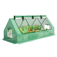 Outsunny Portable Mini Greenhouse with Mesh Windows for Indoor and Outdoor, 94.5" x 35.4" x 35.4", Green(m-2)